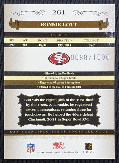 Ronnie Lott 2006 Donruss Classics /1000 49ers