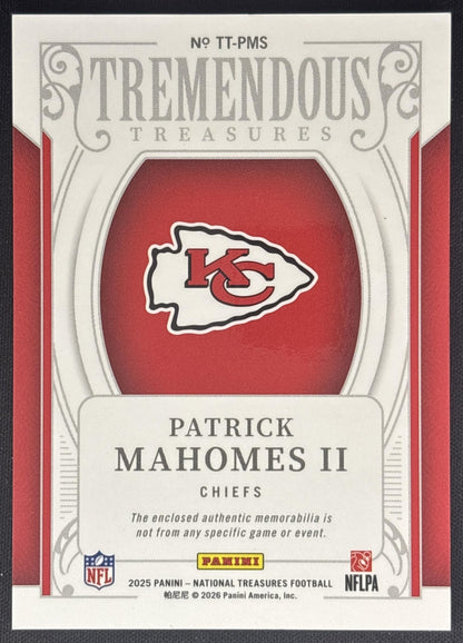 Patrick Mahomes II 2025 National Treasures Tremendous Holo Silver /25 Chiefs Sports Trading Cards