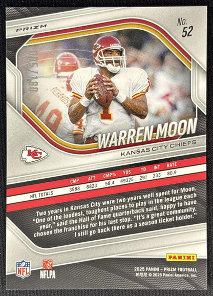 Warren Moon 2025 Panini Prizm Pigskin /180 Chiefs back