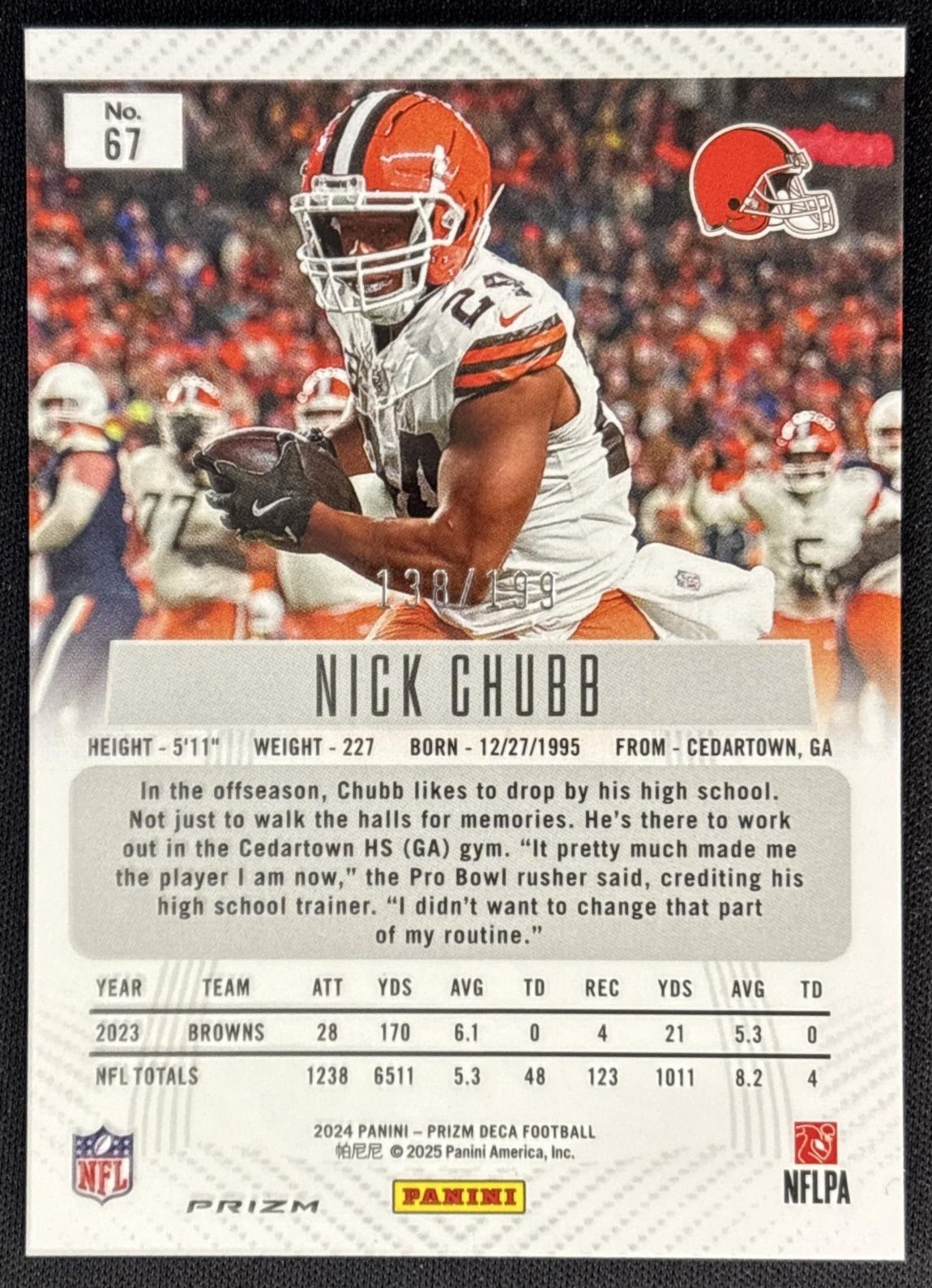 Nick Chubb 2024 Panini Prizm Deca Red /199 Browns