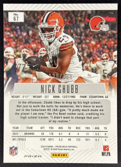 Nick Chubb 2024 Panini Prizm Deca Red /199 Browns