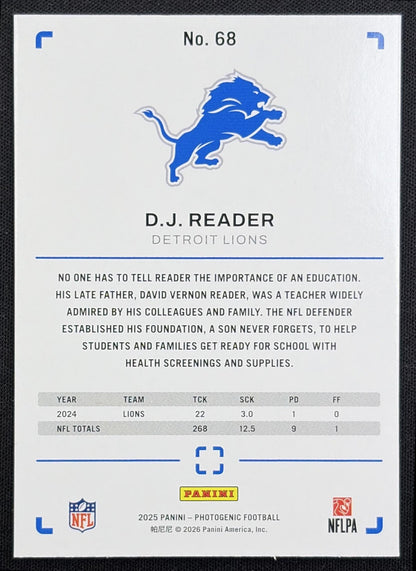 D.J. Reader 2025 Panini PhotoGenic Bronze /150 Lions
