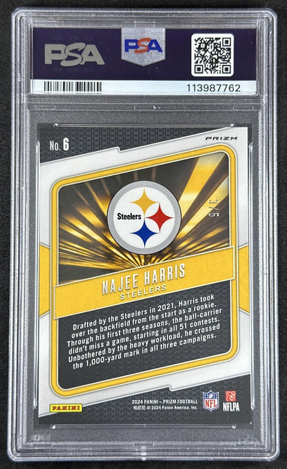 Najee Harris 2024 Panini Prizm Hype Gold Vinyl /5 PSA 9