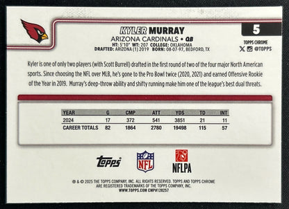 Kyler Murray 2025 Topps Chrome Cardinals Sports Trading Cards