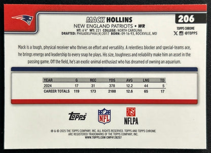 Mack Hollins 2025 Topps Chrome Patriots Sports Trading Cards