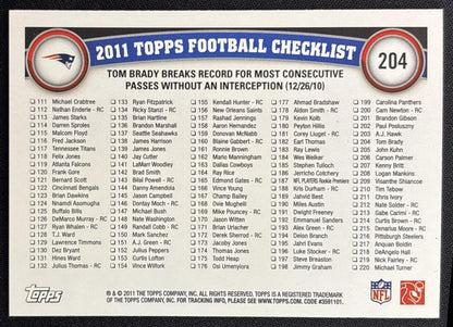 Tom Brady 2011 Topps Patriots Record Breaker Sports Trading Cards