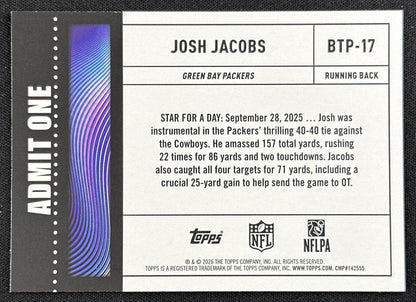 Josh Jacobs 2026 Topps Flagship Big Ticket Players Packers
