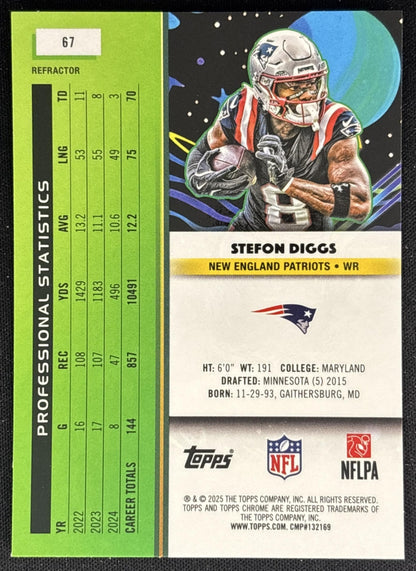 Stefon Diggs 2025 Topps Cosmic Chrome Refractor Patriots back