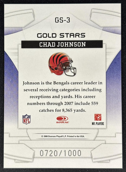 Chad Johnson 2008 Leaf Rookies & Stars Gold /1000 Bengals Sports Trading Cards
