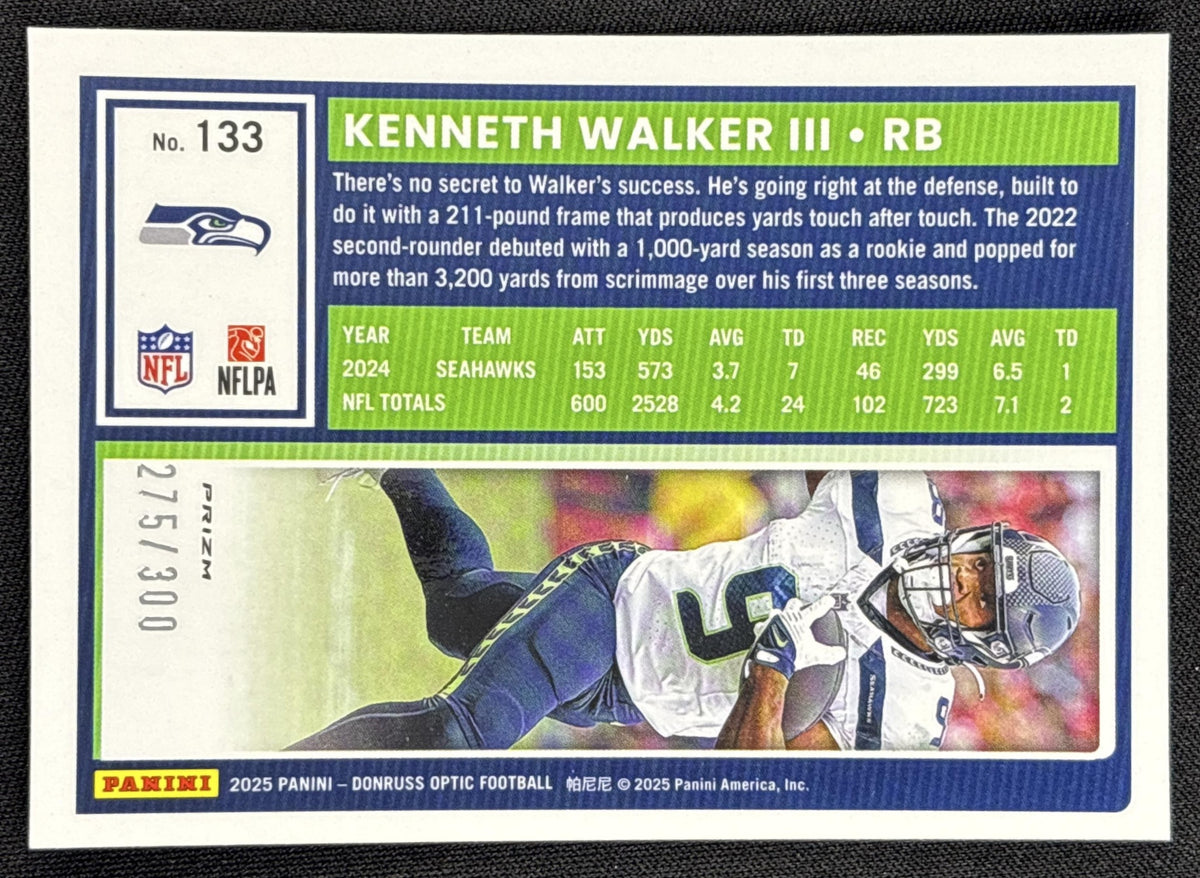 Kenneth Walker III 2025 Panini Donruss Optic Wave Prizm /300 Seahawks