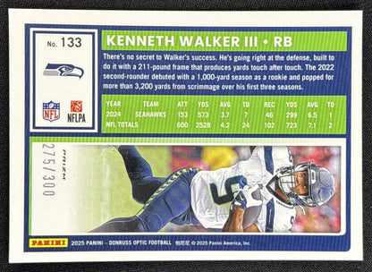 Kenneth Walker III 2025 Panini Donruss Optic Wave Prizm /300 Seahawks