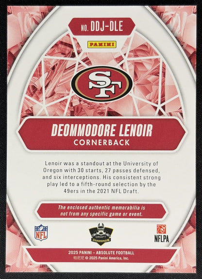 Deommodore Lenoir 2025 Panini Absolute Draft Diamonds Jersey 49ers