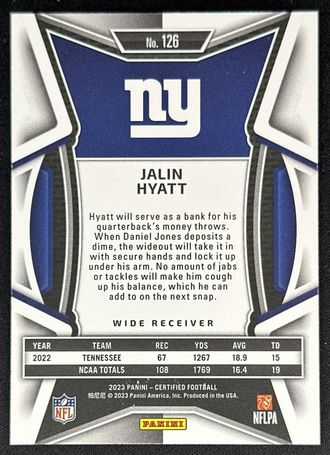 Jalin Hyatt 2023 Certified Pink /199 Giants back