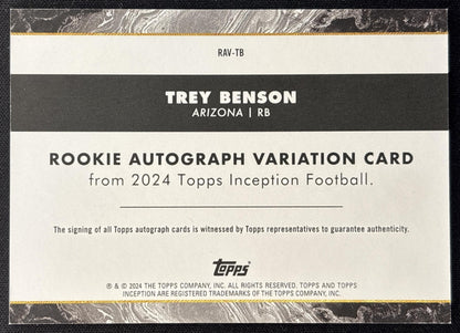 Trey Benson 2024 Topps Inception Rookie Auto Variations Cardinals back