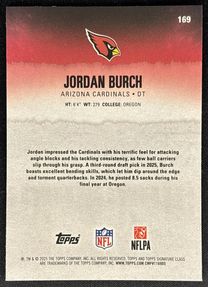 Jordan Burch 2025 Topps Signature Class Chrome Rookie Cardinals Sports Trading Cards