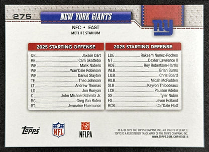 New York Giants 2026 Topps Flagship Giants Sports Trading Cards