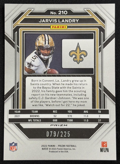 Jarvis Landry 2022 Panini Prizm Purple Ice /225 Saints - back
