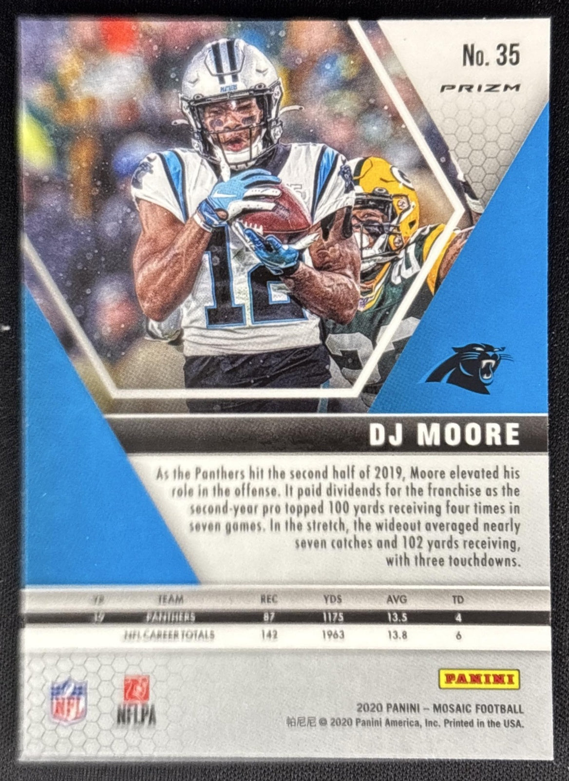 DJ Moore 2020 Panini Mosaic Prizm Camo Pink Panthers Sports Trading Cards