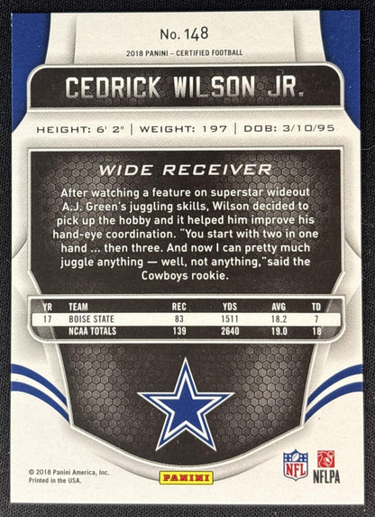 Cedrick Wilson Jr. 2018 Panini Certified Mirror Orange /225 Cowboys Sports Trading Cards