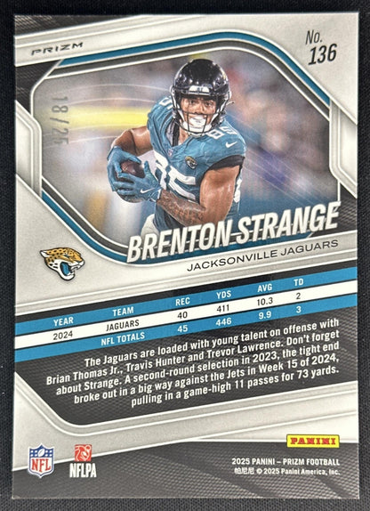 Brenton Strange 2025 Panini Prizm Navy Camo /25 Jaguars Sports Trading Cards