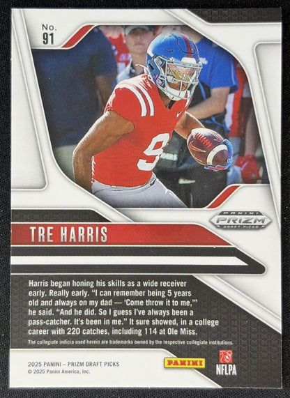 Tre Harris 2025 Panini Prizm Draft Picks Rebels back