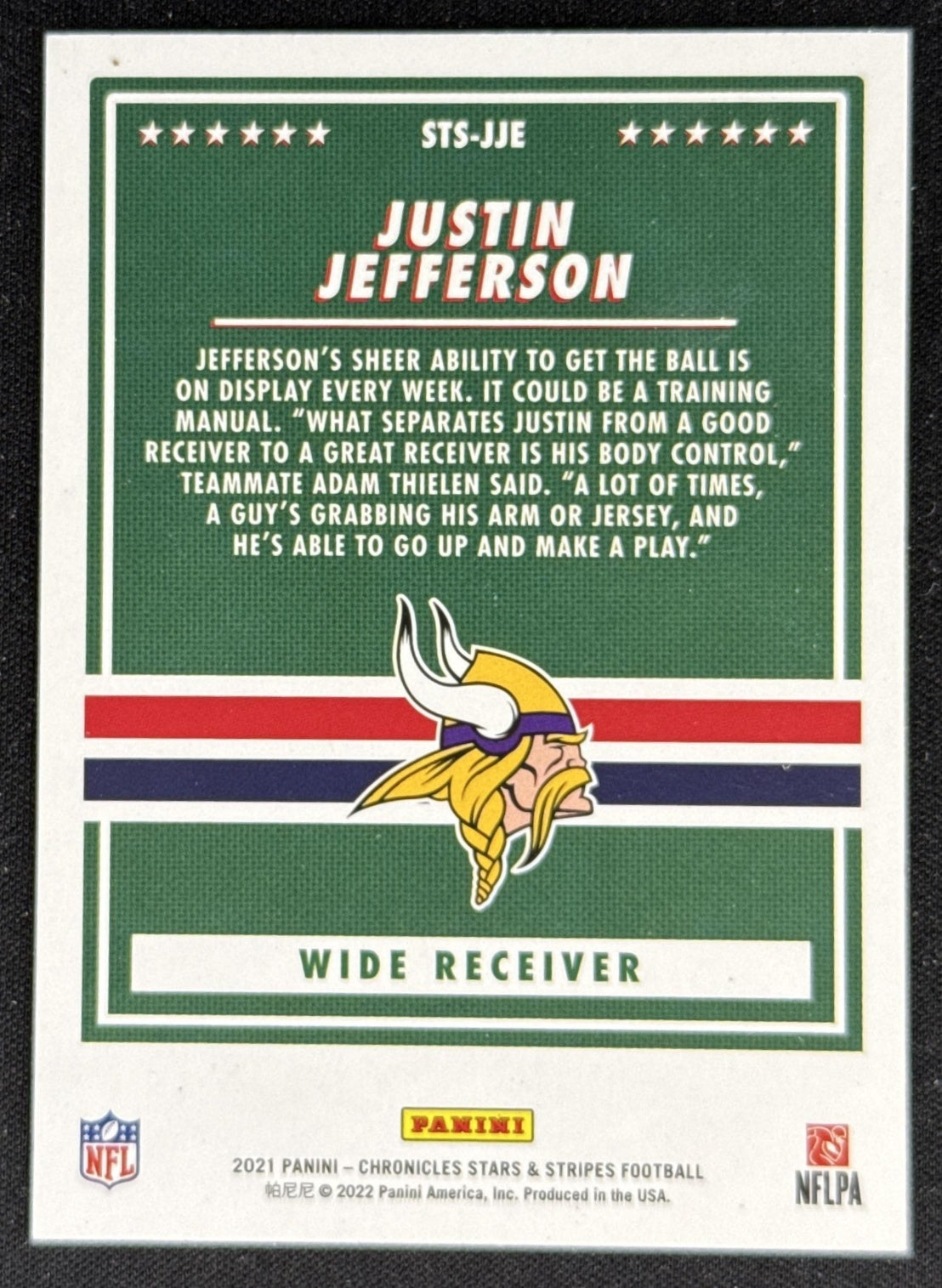 Justin Jefferson 2021 Panini Chronicles Stars and Stripes Vikings Sports Trading Card