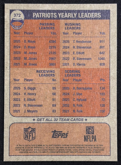 New England Patriots 2026 Topps Heritage Chrome Pink Sparkle Sports Trading Card