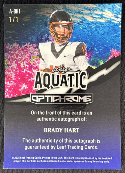 Brady Hart 2025 Leaf Optichrome Aquatic Auto Shimmer Blue 1/1 back