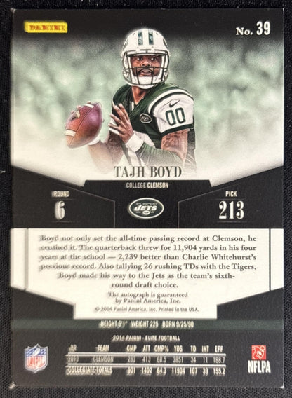 Tajh Boyd 2014 Panini Elite Rookie Auto Jets Football