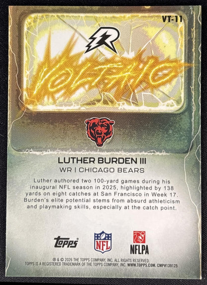 Luther Burden III 2025 Topps Resurgence Voltaic Bears Chicago Bears Sports Trading Cards