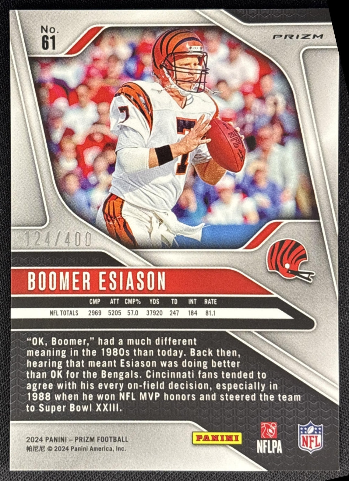 Boomer Esiason 2024 Panini Prizm Pandora /400 Bengals Sports Trading Card