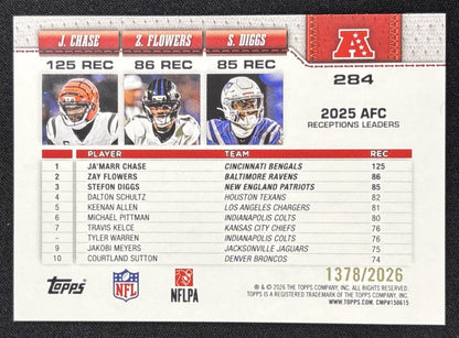 Stefon Diggs Ja'Marr Chase Zay Flowers 2026 Topps Gold /2026 Bengals Ravens Patriots