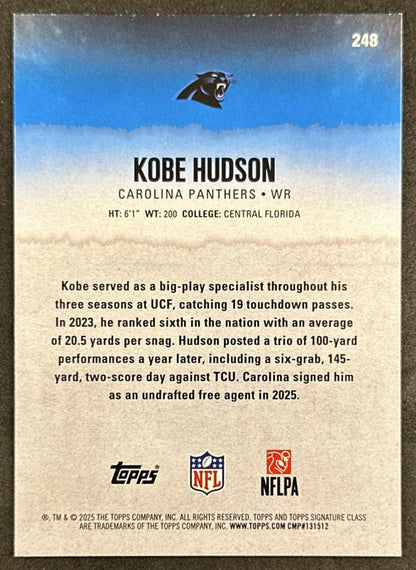 Kobe Hudson 2025 Topps Signature Class Rookie Blue & Yellow Foil Panthers