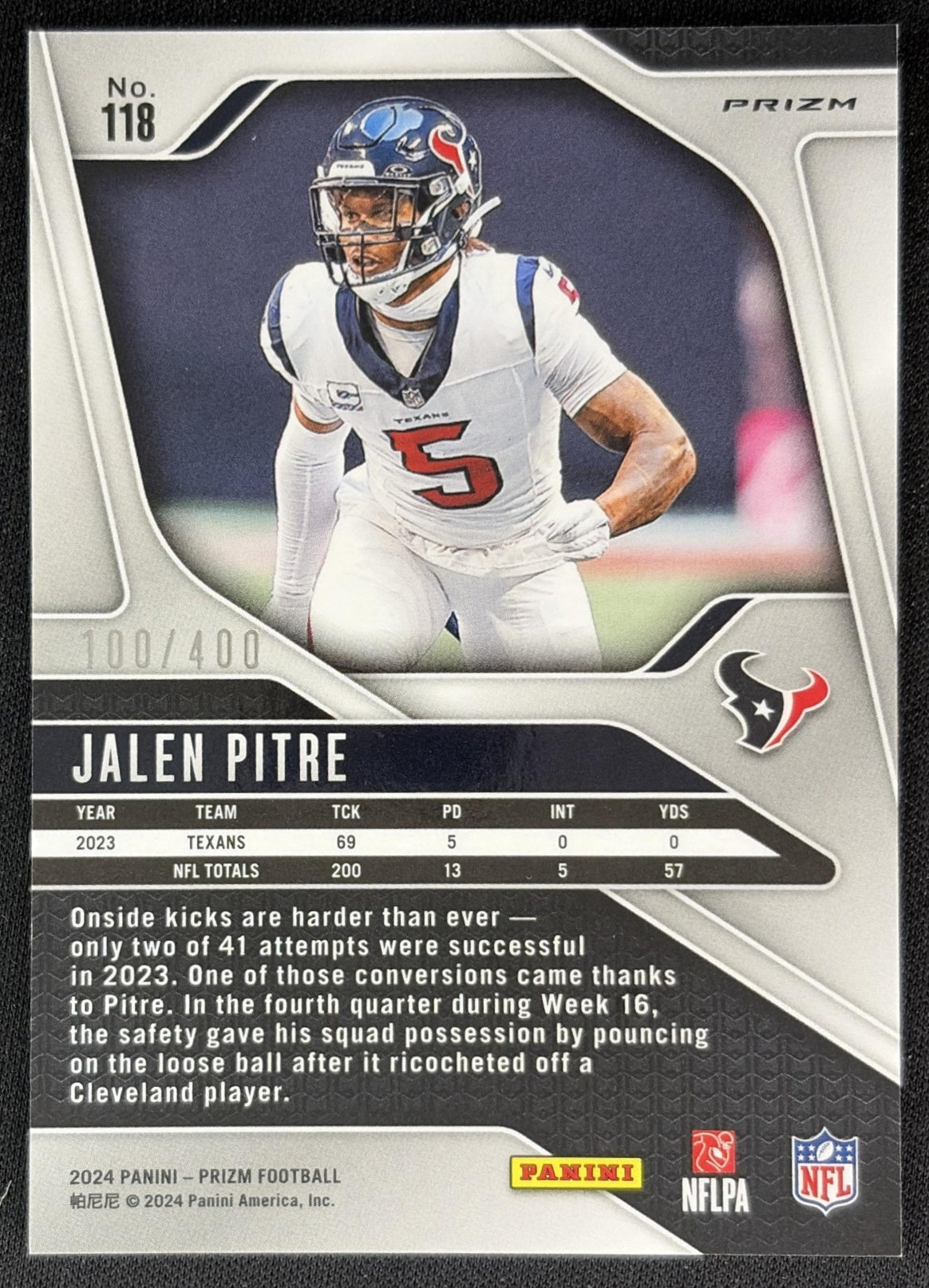 Jalen Pitre 2024 Panini Prizm Pandora /400 Texans back