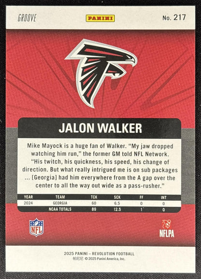 Jalon Walker 2025 Panini Revolution Rookies Groove Falcons Sports Trading Cards