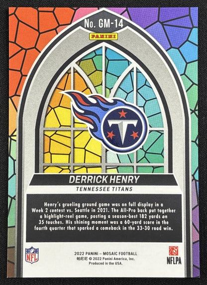 Derrick Henry 2022 Panini Mosaic Stained Glass Mosaic Titans back