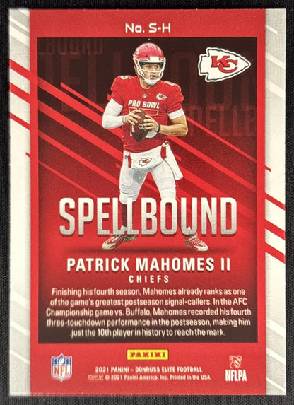 Patrick Mahomes II 2021 Panini Donruss Elite Spellbound Green Chiefs back