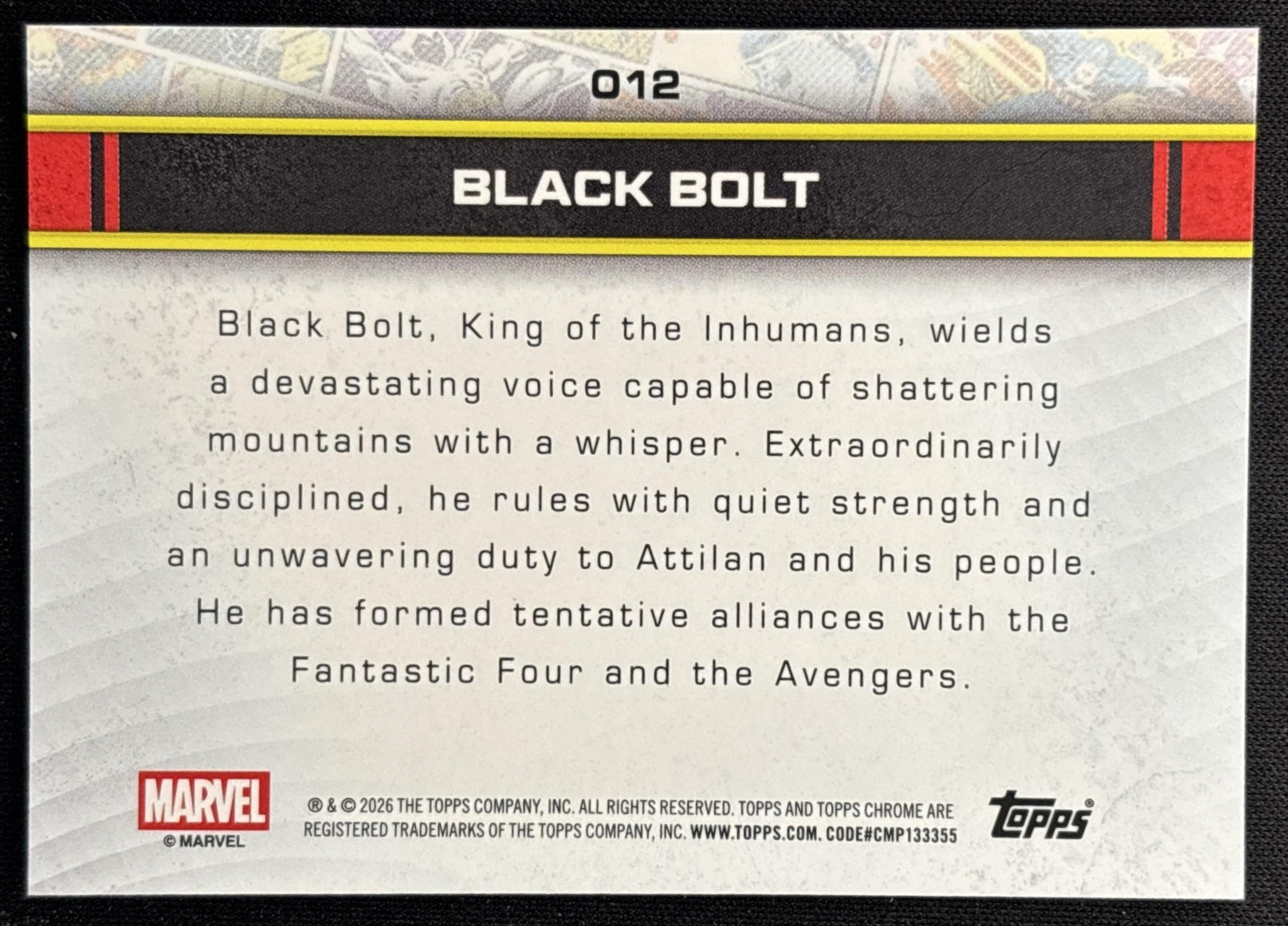 Black Bolt 2026 Topps Chrome Marvel Comics