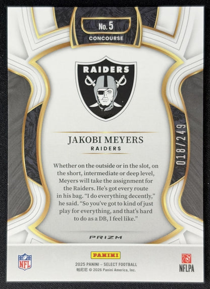 Jakobi Meyers 2025 Panini Select Concourse Blue Prizm /249 Raiders