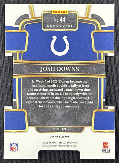 Josh Downs 2023 Panini Select Black and Green Prizms Die Cut Colts