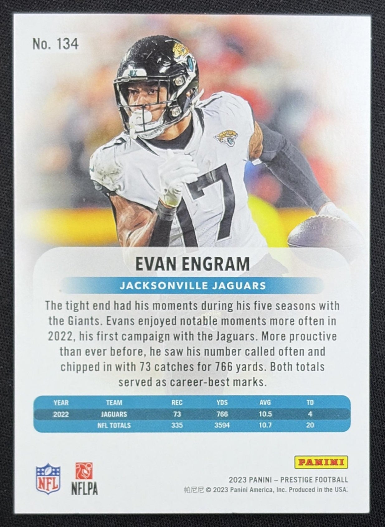 Evan Engram 2023 Panini Prestige Xtra Points Red /599 Jaguars back