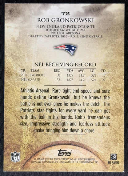 Rob Gronkowski 2012 Topps Valor /170 Patriots Sports Trading Cards