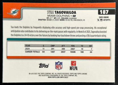 Tua Tagovailoa 2025 Topps Chrome Dolphins Falcons Sports Trading Cards
