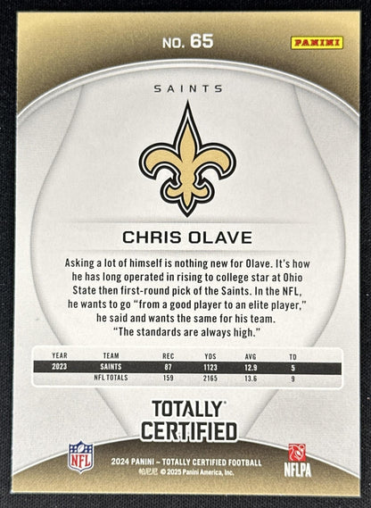 Chris Olave 2024 Panini Totally Certified Marron Saints back
