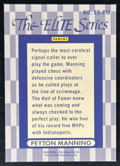 Peyton Manning 2026 Panini 90s Pop Culture Elite Series