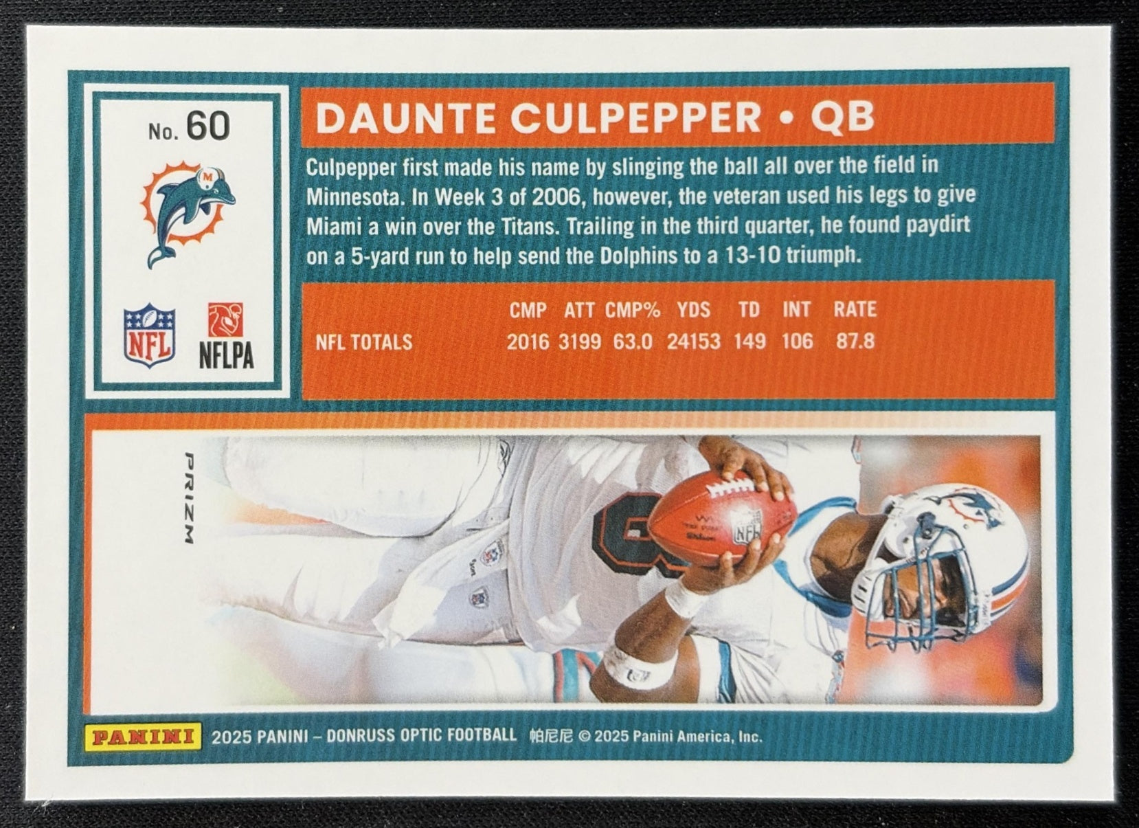 Daunte Culpepper 2025 Panini Donruss Optic Stars Prizm Dolphins Football