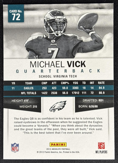 Michael Vick 2012 Panini Absolute Eagles Sports Trading Card