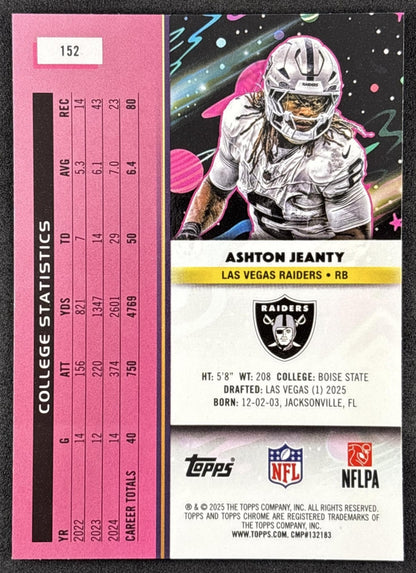 Ashton Jeanty 2025 Topps Cosmic Chrome Raiders back