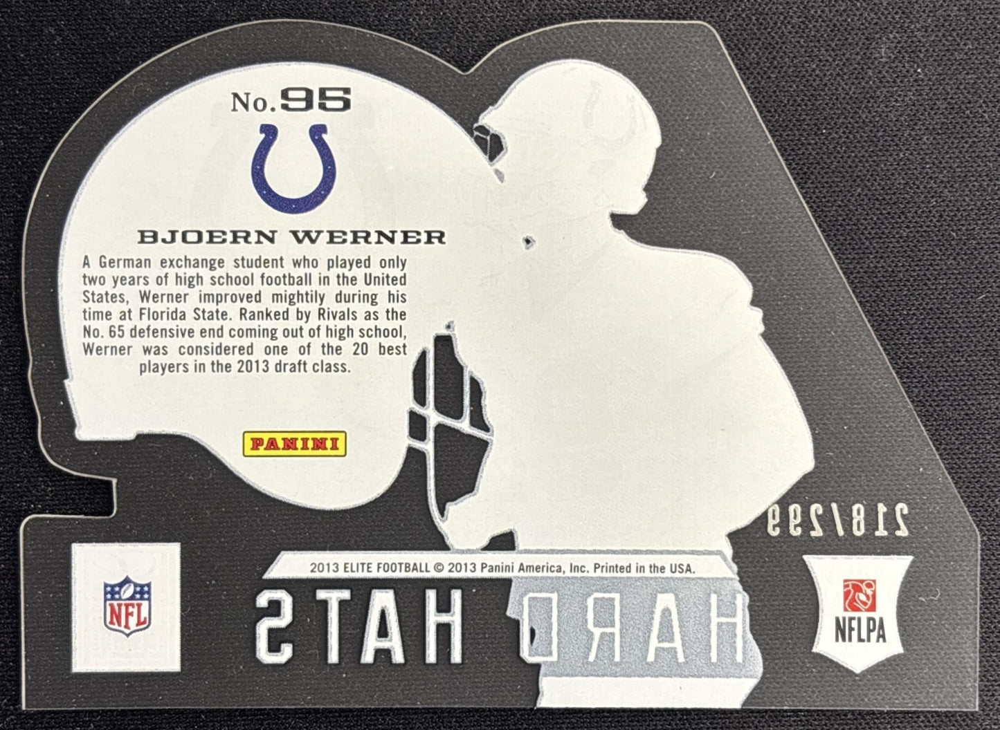 Bjoern Werner 2013 Panini Elite Rookie Hard Hats /299 Colts back