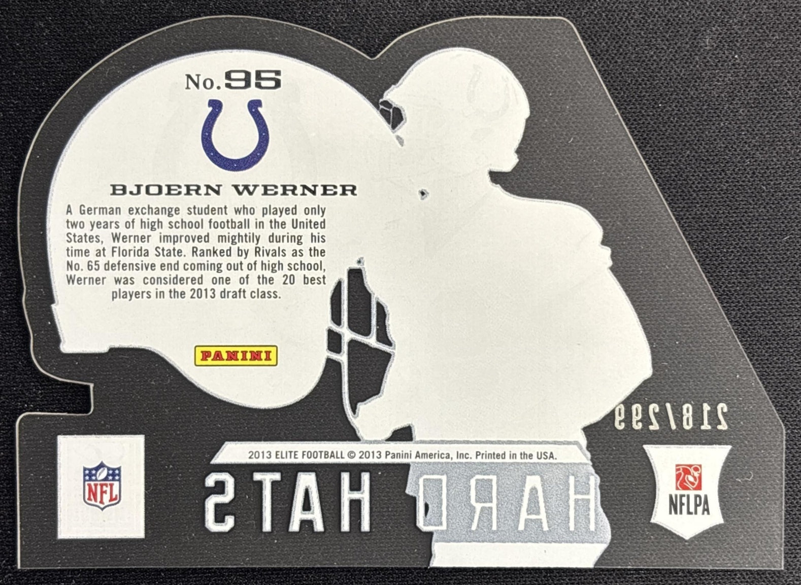 Bjoern Werner 2013 Panini Elite Rookie Hard Hats /299 Colts back